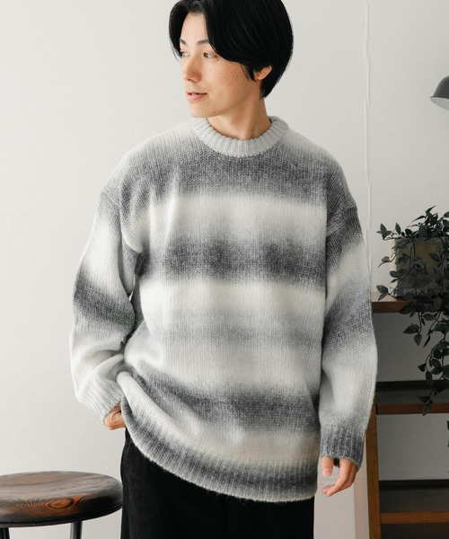 「ITEMS URBANRESEARCH」 長袖ニット MEDIUM ブラック メンズ_画像2
