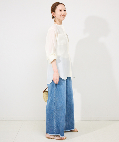SLOBE IENA シアーシャツ セール】シアーコットンギャザースリーブシャツ（シャツ