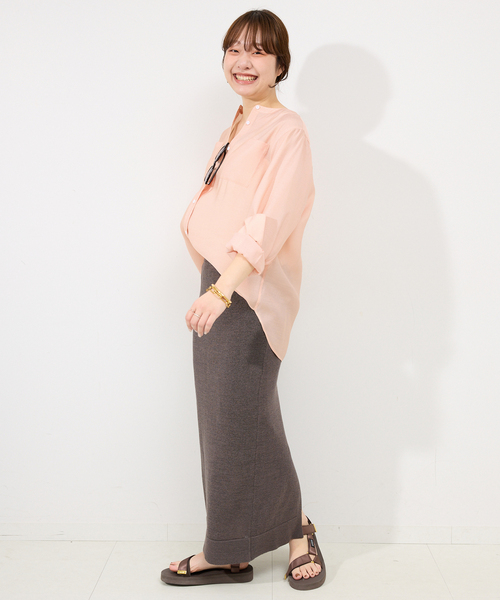 SLOBE IENA ブラウス シャツ シアーノーカラーシャツ レディース