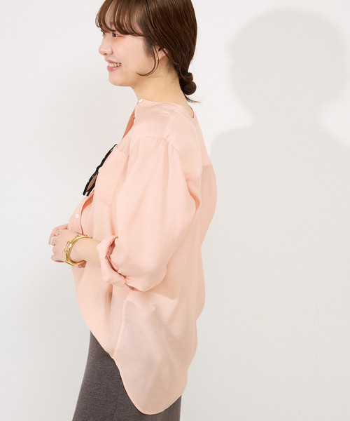 SLOBE IENA ブラウス シャツ シアーノーカラーシャツ レディース