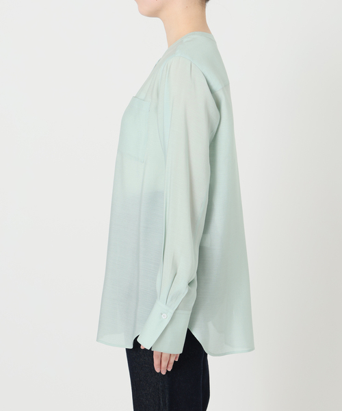 SLOBE IENA ブラウス シャツ シアーノーカラーシャツ レディース