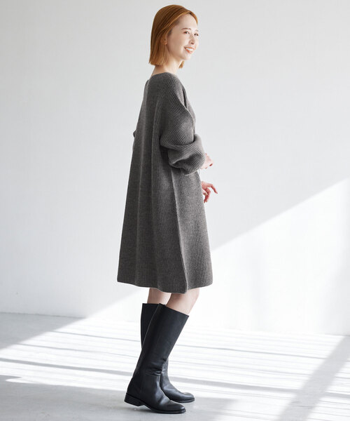「SLOBE IENA」 ニットワンピース FREE チャコールグレー レディース_画像3