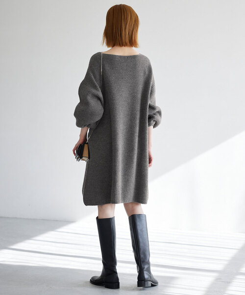 「SLOBE IENA」 ニットワンピース FREE チャコールグレー レディース_画像4