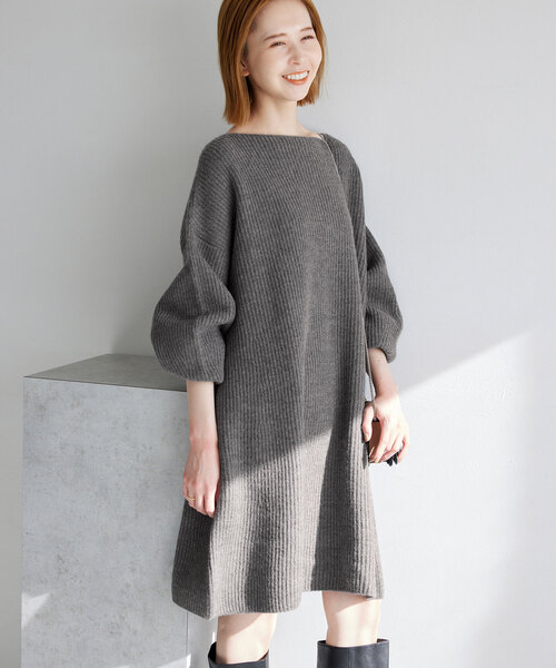 「SLOBE IENA」 ニットワンピース FREE チャコールグレー レディース_画像7