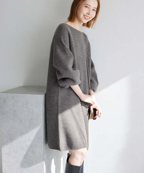 「SLOBE IENA」 ニットワンピース FREE チャコールグレー レディース_画像8