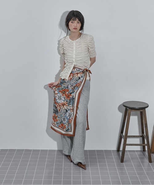 THE Yon スカーフ バンダナ ボタニカル大判スカーフ レディース
