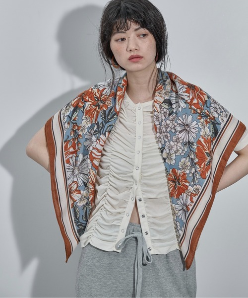 THE Yon スカーフ バンダナ ボタニカル大判スカーフ レディース