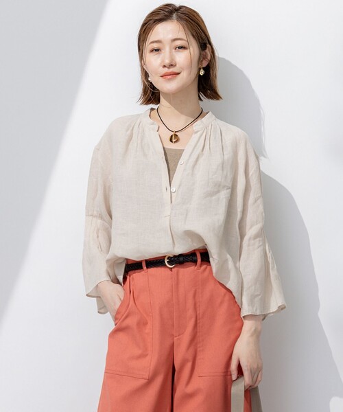 23区（ニジュウサンク） ブラウス シャツ 「洗える」LIBECO タック