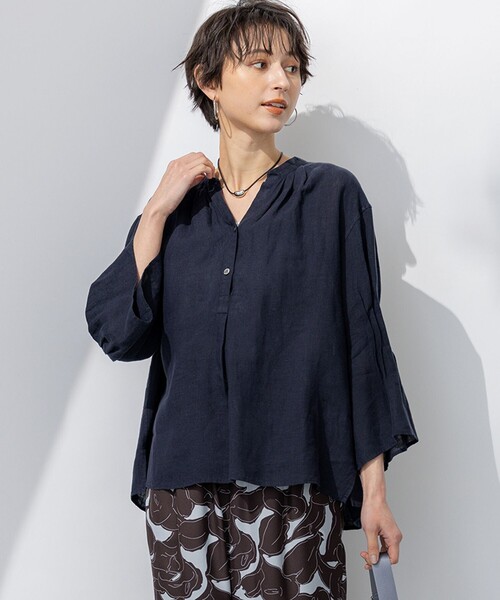 ブラウス シャツ 「洗える」LIBECO タックスリーブ シャツ レディース 23区｜【洗える】LIBECO タックスリーブ シャツ | Rakuten
