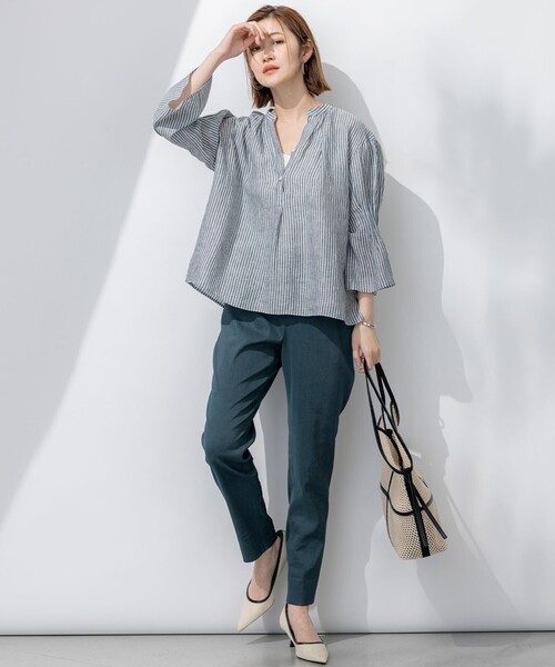23区　LIBECO Tブラウス 洗える】LIBECOリネン デザインスリーブ ブラウス / 23区