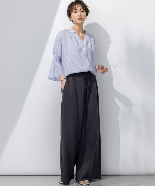 23区 ブラウス シャツ 「洗える」LIBECO タックスリーブ