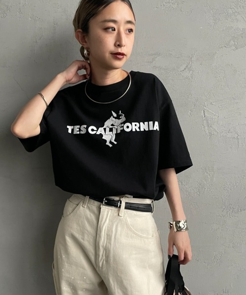 tシャツ 「THE ENDLESS SUMMER/エンドレスサマー」 別注 TES CAL フロッキーロゴプリントTシャツ レディース メンズ