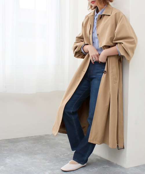 「Social GIRL」 トレンチコート M ベージュ レディース_画像2