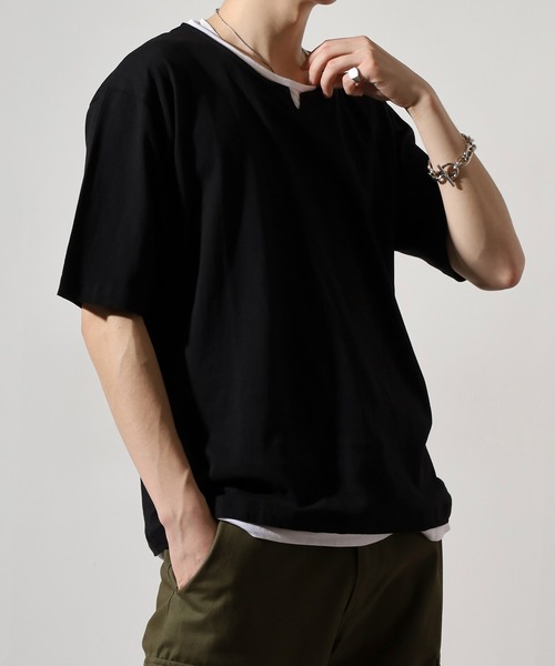 FUNALIVE tシャツ Fake layered short sleeve T-shirt