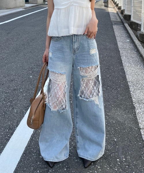 FOREVER21 ジーンズ デニム デニムパンツ 「2025SS」ダメージ