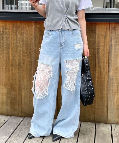 FOREVER21 ジーンズ デニム デニムパンツ 「2025SS」ダメージ