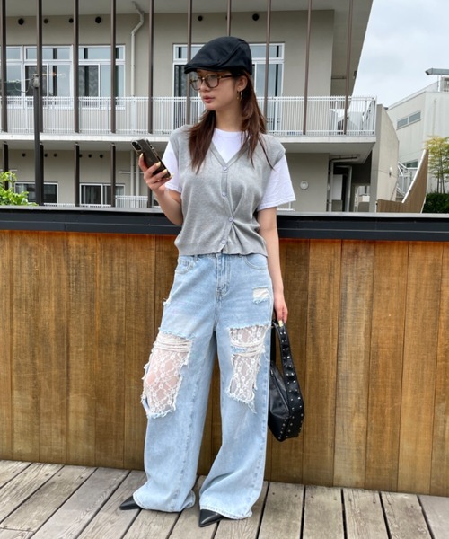 FOREVER21 ジーンズ デニム デニムパンツ 「2025SS」ダメージ
