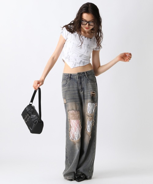 FOREVER21 ジーンズ デニム デニムパンツ 「2025SS」ダメージ