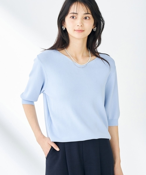 ニット セーター Vネックハーフスリーヴニット レディース a.v.v ニット セーター 「接触冷感/UVカット/洗える」Vネック