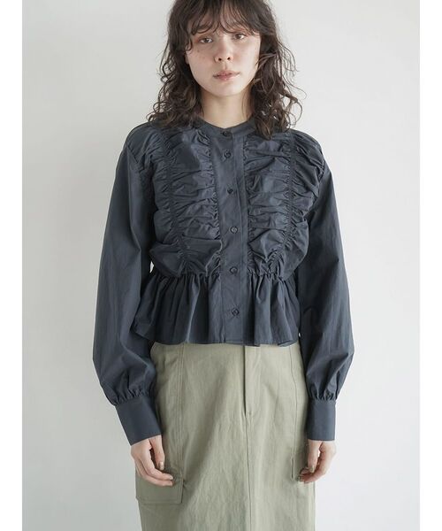 ブラウス シャツ Shirring peplum blouse レディース FIKA. ブラウス シャツ Shirring peplum blouse レディース