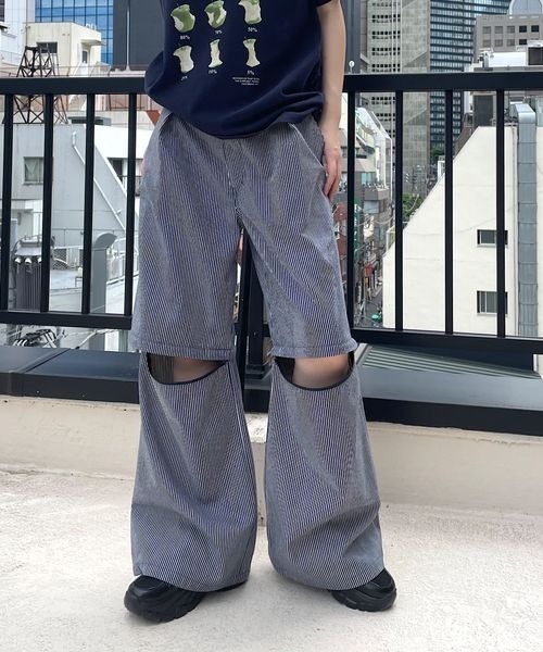 PBLIM ワイドパンツ パンツ 「UNISEX」2WAYストライプパンツ
