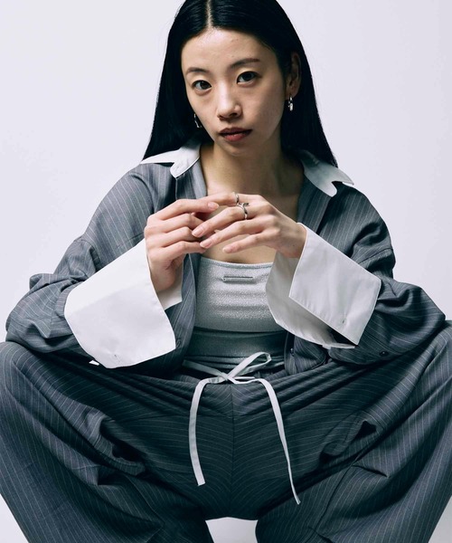 led.tokyo ブラウス シャツ 「led.tokyo」BACK SHEER STRIPE