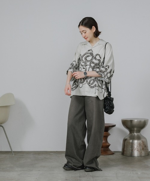 シャツ CALEE PEACH SKIN NYLON DROP SHOULDE SHIR CALEE PEACH SKIN NYLON DROP SHOULDE SHIR