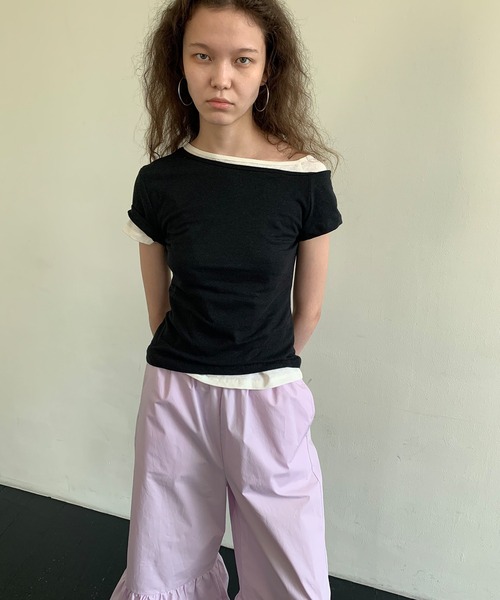 tシャツ 「LONSLAN」 アシンメトリー オフショルダーTシャツ LONW25s040 レディース