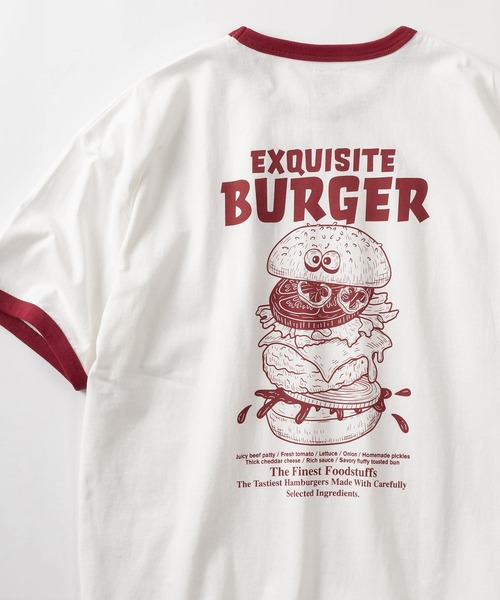 tシャツ 「84」フードキャラクター リンガー 半袖Tシャツ/バック