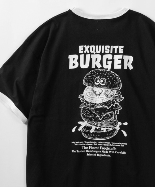 tシャツ 「84」フードキャラクター リンガー 半袖Tシャツ/バック