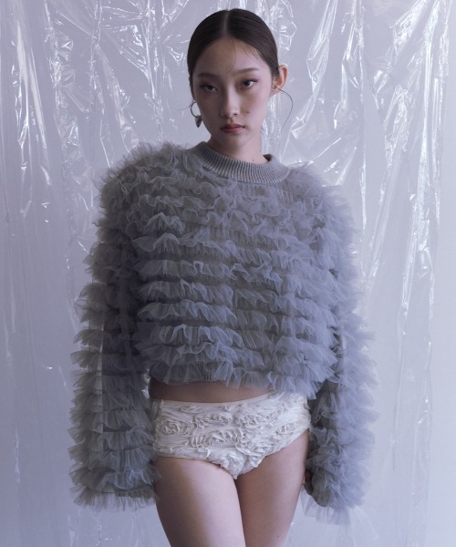 ニット セーター 「ZOZO限定」volume tulle knit tops レディース