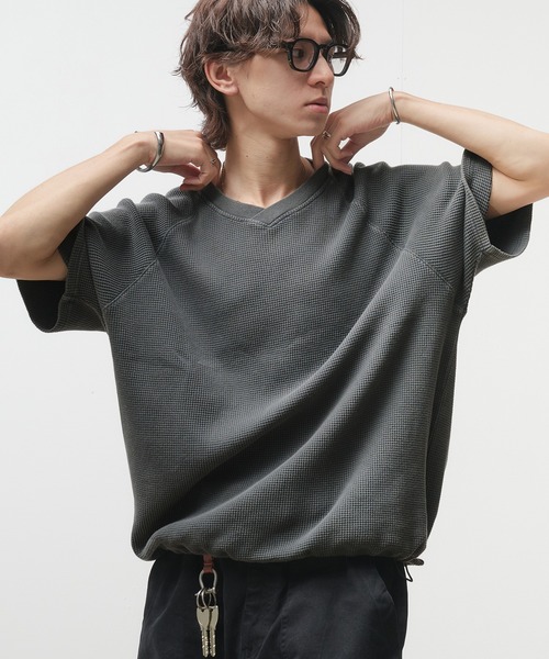 Adoon plain tシャツ Thermal Shallow V-Neck T-Shirt / サーマル浅V