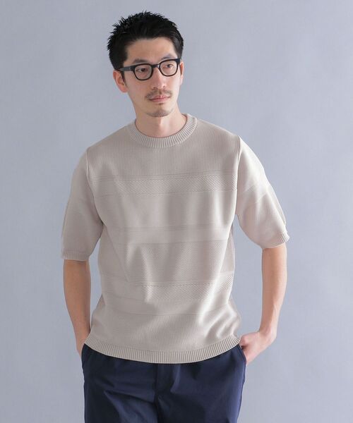 「SHIPS」 半袖ニット LARGE ベージュ メンズ