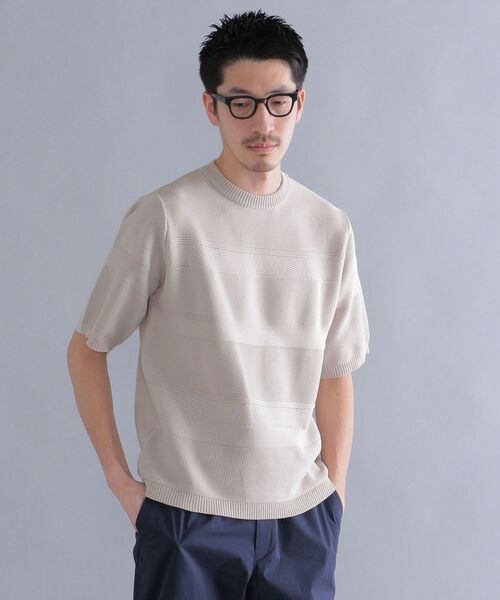 「SHIPS」 半袖ニット LARGE ベージュ メンズ