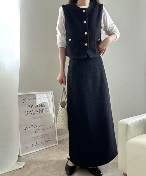 LAUIR（ラウアー） セットアップ ツイードベスト+スカートセット「高