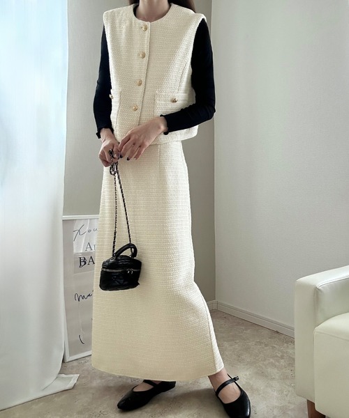 LAUIR（ラウアー） セットアップ ツイードベスト+スカートセット「高