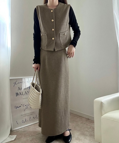 LAUIR（ラウアー） セットアップ ツイードベスト+スカートセット「高