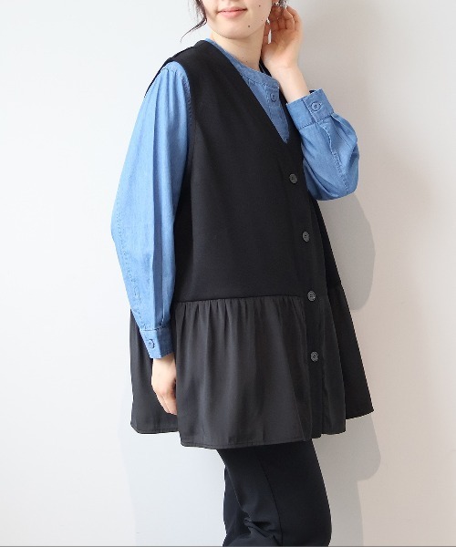 【新品未使用】レディース用ベスト・ジレ／ 9号／ネイビー／春秋／30〜50代 MB mint breeze（エムビーミントブリーズ） ベスト ジレ 「WEB/一部