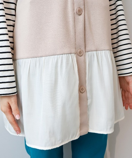 EMBA シルバーブルーミンク シェアード切り替え ベスト レディース EMBA シルバーブルーミンク シェアード切り替え ベスト レディース