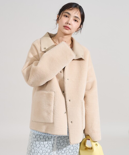 BUFFALOBOBS２連バックルスタンドネックファーコート BUFFALOBOBS2連バックルスタンドネックファーコート
