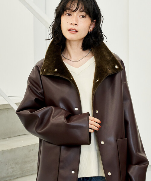 gibous ファーコート　アウター FREAK'S STORE コート アウター ファーボア スタンドコート