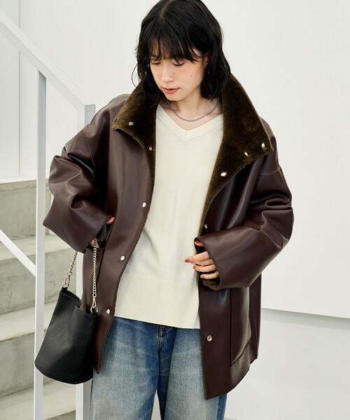 FREAK'S STORE コート アウター ファーボア スタンドコート