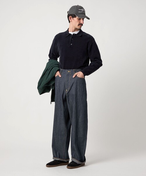 steven alan ネイビー 長袖ポロシャツ ニット素材 STEVEN ALAN（スティーブンアラン） セーター ニット 3B コットン