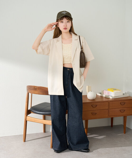 「Kastane」 テーラードジャケット LARGE チャコールグレー レディース