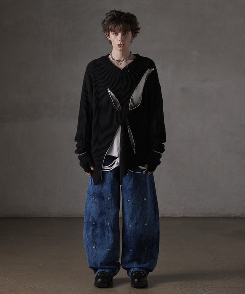 「GRANCY」 加工デニムパンツ L インディゴブルー メンズ