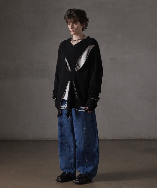「GRANCY」 加工デニムパンツ L インディゴブルー メンズ
