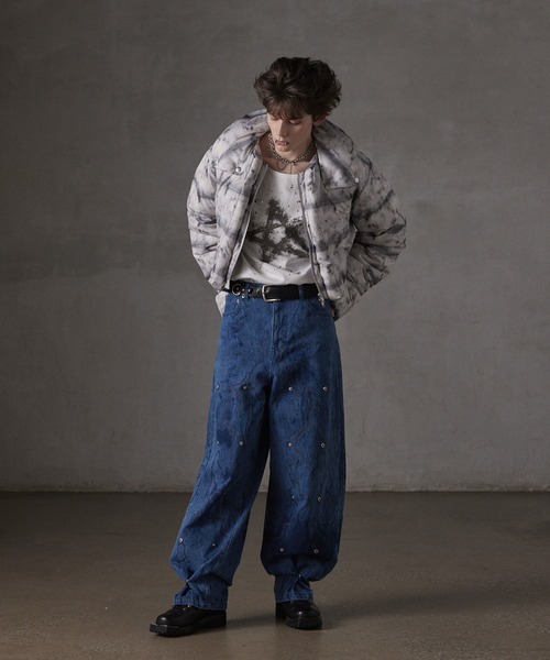 「GRANCY」 加工デニムパンツ L インディゴブルー メンズ