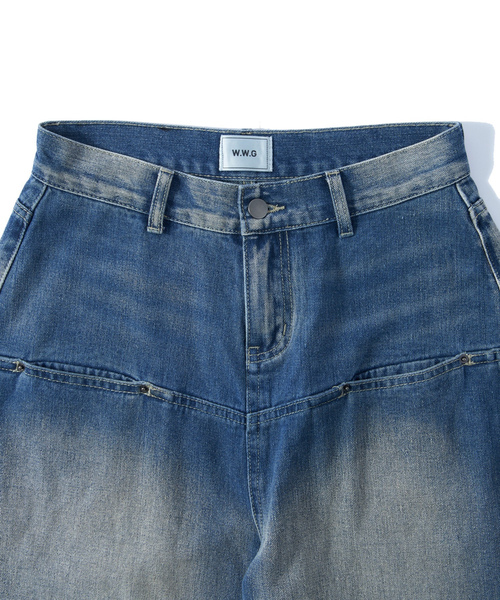 「WHO'S WHO gallery」 加工デニムパンツ SMALL ネイビー レディース