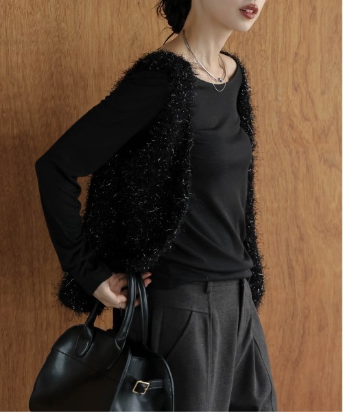 【新品未使用】インゲボルグ 黒 コサージュ付きシャギーニットベスト/2023年秋 INGEBORG / インゲボルグ （レディース） ベスト | ファッション通販