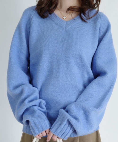 【お値下げ】新品チャコットＶネックニット着丈53㌢身幅42㌢【水色もあり】 お値下げ】新品チャコットVネックニット着丈53㌢身幅42㌢【水色もあり】